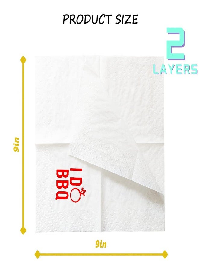 Geloar I Do BBQ Cocktail Napkins, 100 Pack Red I Do BBQ Disposable Paper Cocktail Beverage Napkins in Bulk for Engagement Wedding Bar Rehearsal Dinner Bridal Shower Party Decor | 2-Ply, 5x5 Inches - Image 3